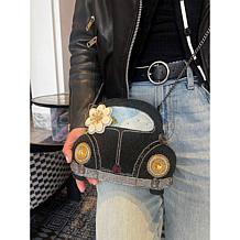 "As Is" Mary Frances Hand Beaded Car-Shaped Crossbody Handbag