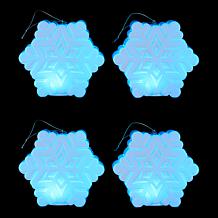 "As Is" Mr. Christmas Blow Mold Lit Snowflake Ornament Set of 4