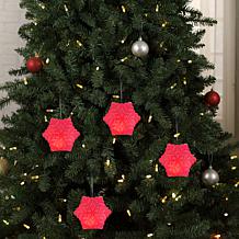 "As Is" Mr. Christmas Blow Mold Lit Snowflake Ornament Set of 4