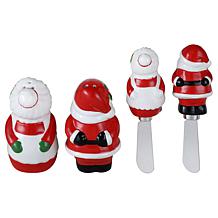 "As Is" Mr. Christmas Salt & Pepper Shakers with Spreaders Set