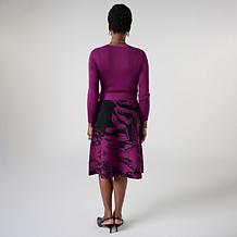 "As Is" Nina Leonard 2-Piece Ribbed Top And Jacquard Skirt Set