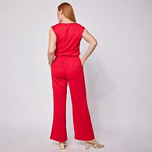 "As Is" Nina Leonard 2-Piece Sleeveless Top & Wide Leg Pant Set