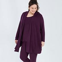 "As Is" Nina Leonard 3-piece Shawl Cardigan Tank and Pant Set