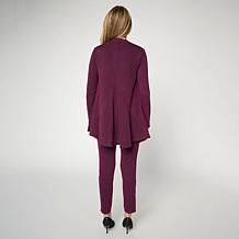 "As Is" Nina Leonard 3-piece Textured Knit Cardigan, Tank & Pant Set