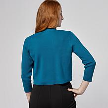 "As Is" Nina Leonard 3/4-Sleeve Ribbed Knit Bolero