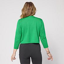 "As Is" Nina Leonard 3/4-Sleeve Scallop Hem Knit Bolero Top