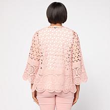 "As Is" Nina Leonard Border Crochet Cardigan