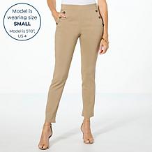 "As Is" Nina Leonard Coconut Button Narrow Leg Pant
