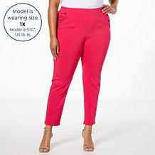 "As Is" Nina Leonard Coconut Button Narrow Leg Pant