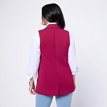 "As Is" Nina Leonard Collared Vest with Pockets