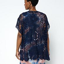 "As Is" Nina Leonard Crochet Rectangle Cardigan