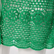 "As Is" Nina Leonard Crochet Tie-Front Cardigan Vest