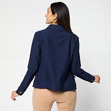 "As Is" Nina Leonard Embroidered Button-Front Collared Jacket