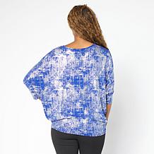 "As Is" Nina Leonard Foiled Knit Boat Neck 3/4-Sleeve Tunic