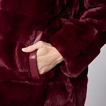 "As Is" Nina Leonard Horizontal Stripe Faux Fur Jacket