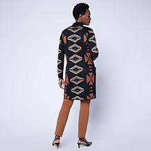 "As Is" Nina Leonard Jacquard Cardi Sweater w/ Front Pockets