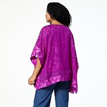 "As Is" Nina Leonard Jacquard Chiffon Kimono Top with Tank Lining