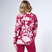 "As Is" Nina Leonard Pleated Neck Long-Sleeve Knit Top