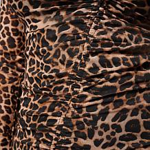 "As Is" Nina Leonard Powermesh Angled Rouched Long Sleeve Top