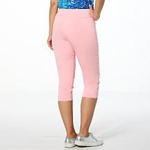 "As Is" Nina Leonard Pull-on Crop Pant with Scalloped Detail