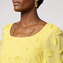 "As Is" Nina Leonard Round Neck Long Balloon Sleeve Float Dress