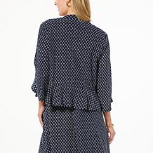 "As Is" Nina Leonard Ruffle Trim Eyelet Bolero 