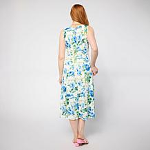 "As Is" Nina Leonard Scoop-Neck Sleeveless Midi Dress