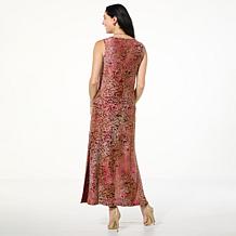 "As Is" Nina Leonard Sleeveless Burnout Tie Dye Maxi Dress