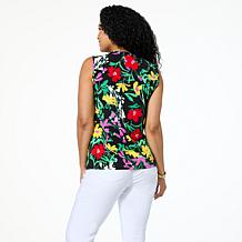 "As Is" Nina Leonard Sleeveless Float Top with Cutout X-Detail Neck