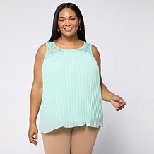 "As Is" Nina Leonard Sleeveless Pleated Chiffon Top