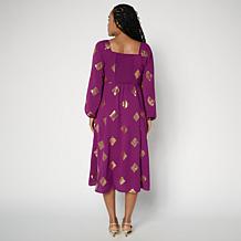 "As Is" Nina Leonard Square Neck Sequin Midi Dress
