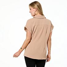"As Is" Nina Leonard Textured Wave Side Tie Top
