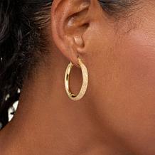 "As Is" Nomination Italy Goldtone Mesh & Crystal Medium Hoop Earrings