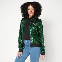 "As Is" Officially Licensed NFL Women's Sequin Jacket by Cuce - Eagles