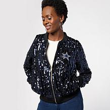 "As Is" Officially Licensed NFL Women's Sequin Jacket by Cuce - Cow...
