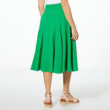 "As Is" One World Printed Smocked Waist Skirt