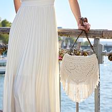 "As Is" Patricia Nash Cannara Leather Trim Crochet Crossbody