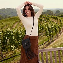 "As Is" Patricia Nash Cella Suede Leather Fringe Crossbody Bag