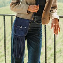 "As Is" Patricia Nash Cella Suede Leather Fringe Crossbody Bag