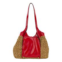 "As Is" Patricia Nash Christina Woven Straw and Leather Satchel