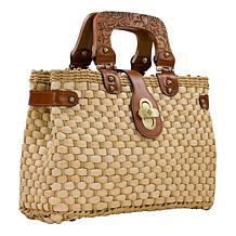 "As Is" Patricia Nash Sansia Woven Straw Satchel - Classic