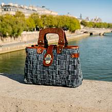 "As Is" Patricia Nash Sansia Woven Straw Satchel - Denim