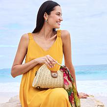 "As Is" Patricia Nash Sarakino Straw Handbag with Scarf