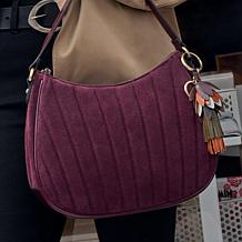 "As Is" Patricia Nash Sascha Leather Hobo Bag with Flower Tassel