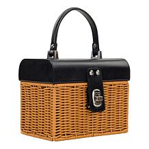 "As Is" Patricia Nash Vienne Top Handle Wicker Satchel with Scarf