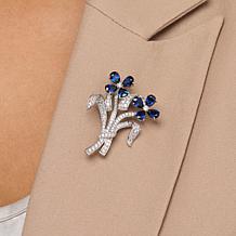 "As Is" Radiance by Absolute™ Couture Created Sapphire Flower Brooch