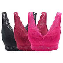 "As Is" Rhonda Shear 3-pack Classic Pin-Up Bra with Lace Detail