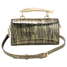 "As Is" Sharif Legacy 100% Leather Metallic Python Top Handle Purse