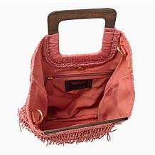 "As Is" Sharif Legacy Beaded Raffia Convertible Fringe Tote/Crossbo...
