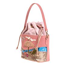 "As Is" Sharif Legacy Colorful Leather Flower Pot Drawstring Crossb...